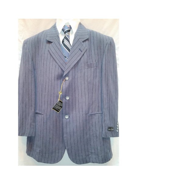 NWT Blue Chalk Stripe 3 Button Double Vented Sport Coat Blazer